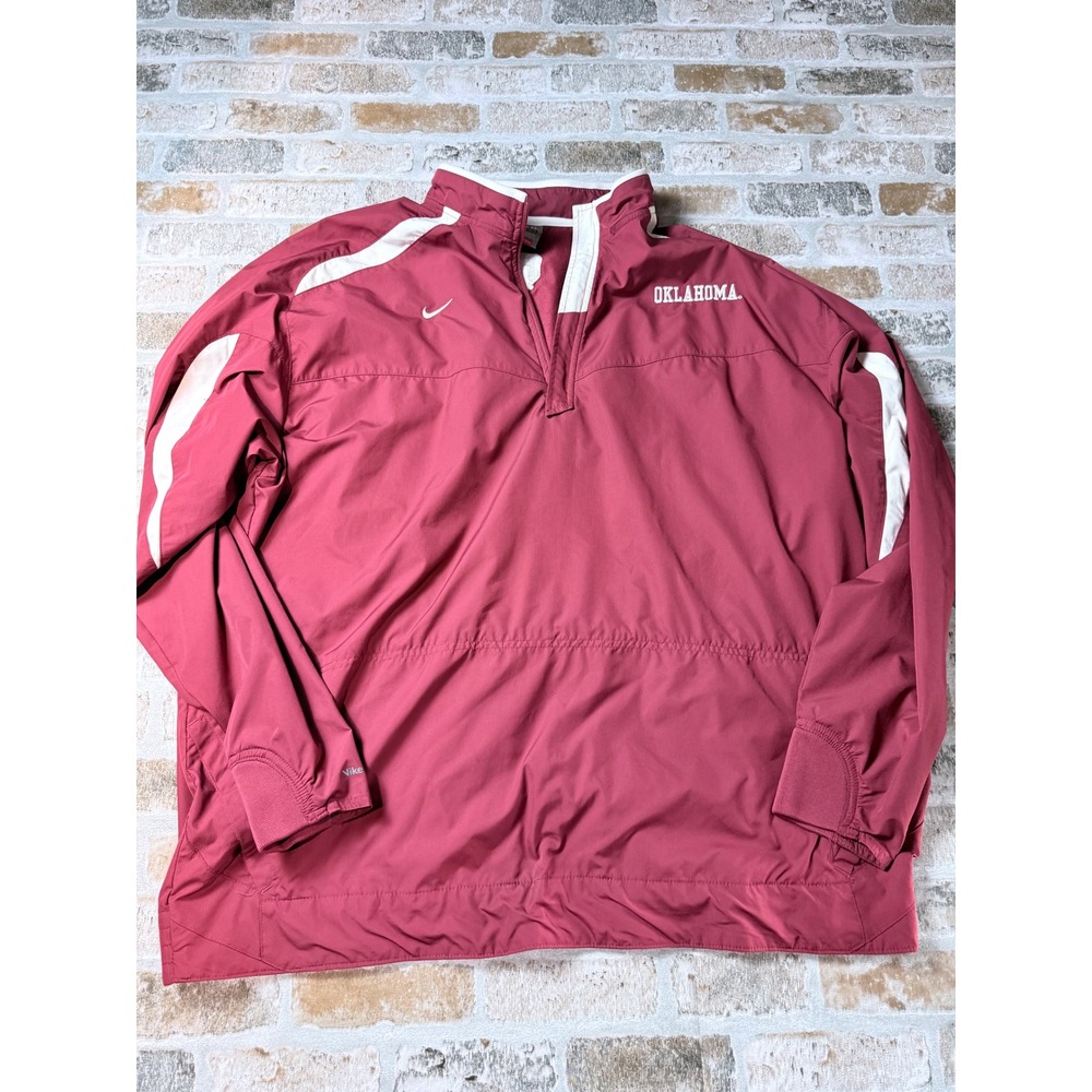 Nike Team Oklahoma Sooners Quarter Zip Windshirt Crimson Red Mens XXL NCAA
